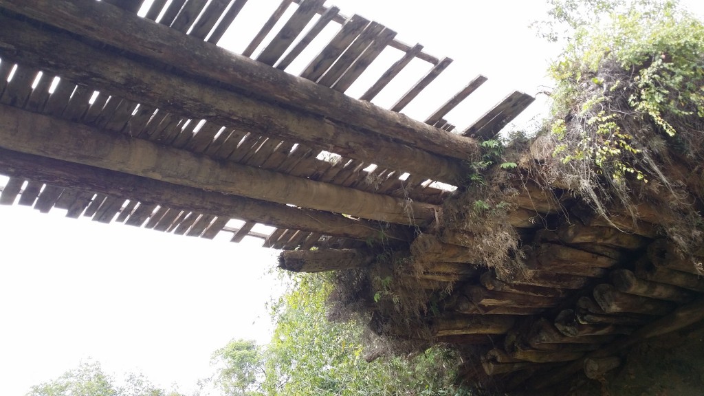 Jambatan yang sangat daif menuju kawasan rumah panjang.